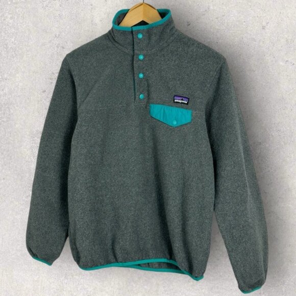 Patagonia T-Snap Synchilla Fleece Grey Blue Size XS Womens Hiking Sweater Top - Picture 14 of 14